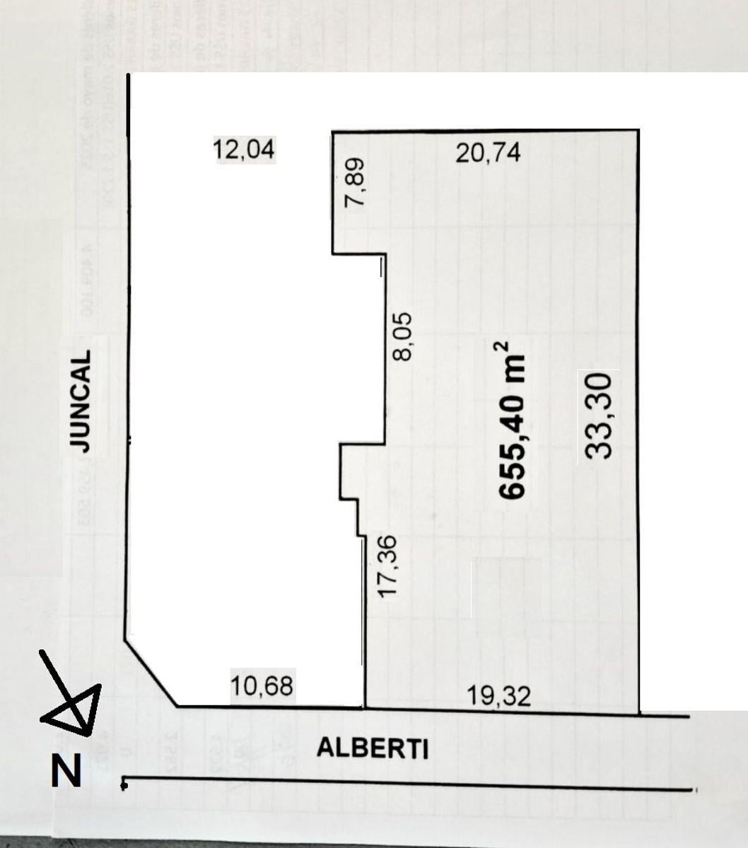 Importante lote con frente de 19,32m sobre calle Alberti