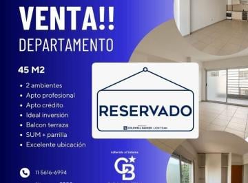 Departamento · 38m² · 2 Ambientes · Venta Departamento 2 Ambientes Balcón Terraza Apto Profesional