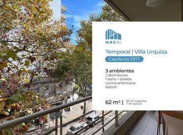 Departamento · 55m² · 3 Ambientes · Excelente Dpto. 3 Ambientes en Alquiler con Balcón Al Frente