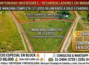 Terreno , Miramar · Manzana Completa con 17 Lotes a Cinco Cuadras del Mar