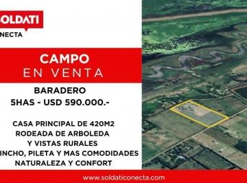 Campo · 380m² · 6 Ambientes · Campo con Casa en Baradero en Venta Amoblada y Equipada