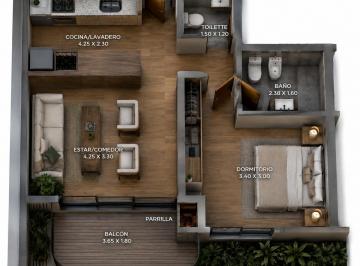 Departamento · 47m² · 2 Ambientes · 1 Cochera · Departamento 2 Amb Pozo Victoria