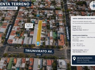 Terreno · 539m² · Venta Terreno Villa Urquiza 2700 m² Vendibles
