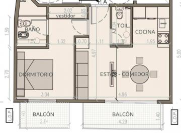 Departamento · 45m² · 2 Ambientes · Venta V Crespo 2 Amb Suite Balc Baño Toilette Pozo