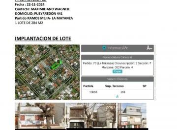 Terreno · 284m² · Terreno a La en Venta en El Centro de Ramos Mejia