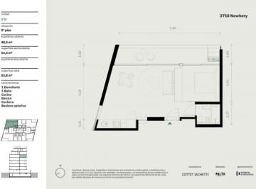 Departamento · 40m² · 1 Ambiente · 1 Cochera · 2 Ambientes C/frente Cochera Cub Balcón Aterrazado