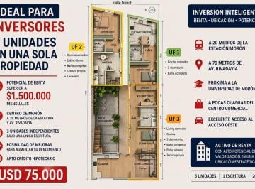 Casa · 165m² · 6 Ambientes · Venta Ideal Inversor 3 Departamentos Centro Moron