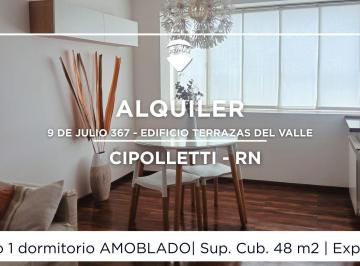Departamento · 48m² · 2 Ambientes · 1 Cochera · Dpto 1 Dormitorio en Alquiler Amoblado Cipolletti