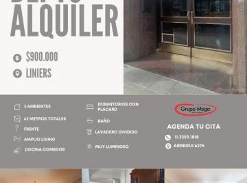 Departamento · 62m² · 3 Ambientes · Excelente Dpto 3 Amb! Muy Luminoso!