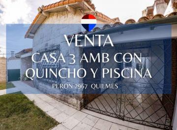 Casa · 194m² · 3 Ambientes · 2 Cocheras · Casa 3 Amb con Pileta y Quincho Quilmes Oeste