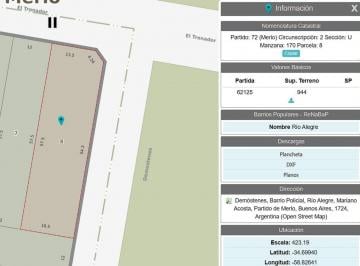 Terreno · 690m² · Venta Lote en Merlo 944 m² Totales