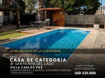 Casa · 241m² · 8 Ambientes · Venta Casa de Categoría con Pileta en Barrio Santa Rita del Lago - Villa Carlos Paz