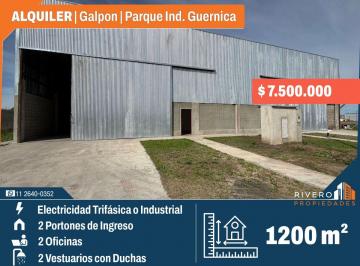 Bodega-Galpón de 3 ambientes, Presidente Perón · Amplio Galpon 1200 m - Luz Trifasica o Industrial - Parque Industrial Guernica - Oficinas - Vestuari