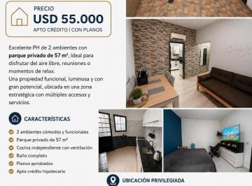 PH · 57m² · 2 Ambientes · PH - Lomas del Mirador