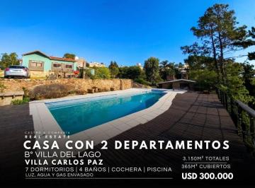 Casa · 365m² · 9 Ambientes · 1 Cochera · Casa de 4 Dorm. y 2 Departamentos Piscina en Lote de 3150 m² Villa del Lago - Villa Carlos Paz