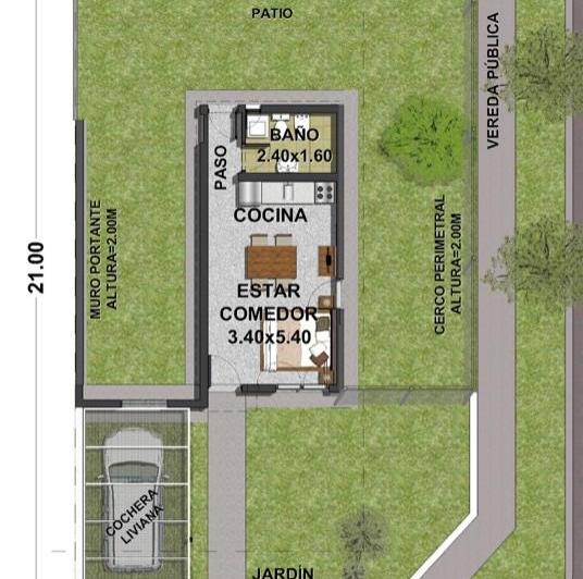 Terreno · 39m² · 2 Ambientes