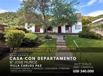 Casa · 250m² · 7 Ambientes · 1 Cochera · Venta Chalet de 3 Dorm. con Pileta y Departamento en José Muñoz - Villa Carlos Paz