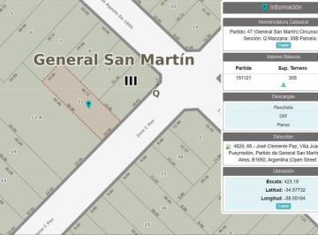 Terreno · 305m² · Venta Lote San Martín