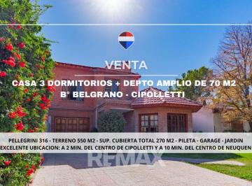 Casa · 265m² · 8 Ambientes · 2 Cocheras · Venta Casa + Depto - B° Belgrano - Cipolletti