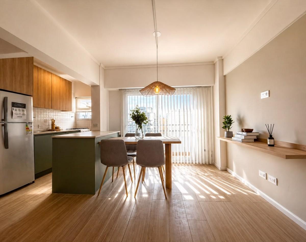 Venta de departamento 1 ambiente reciclado a la calle con balcon saliente