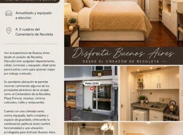 Departamento de 1 ambiente, Recoleta · Departamento en Alquiler - Monoambiente en Recoleta Amoblado