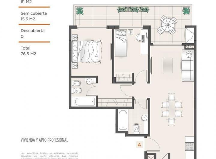 Departamento · 61m² · 3 Ambientes