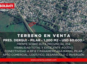 Terreno · 1200m² · Terreno de 1200 m² Sobre Ruta 234 en Presidente Derqui Venta