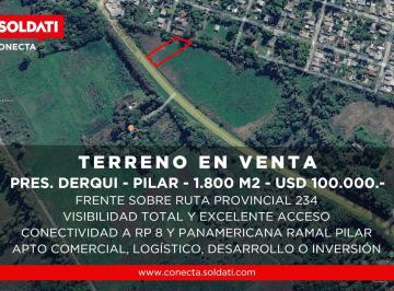 Terreno · 1800m² · Terreno de 1.800 m² Sobre Ruta 234 en Presidente Derqui - Venta