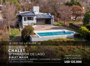 Casa · 210m² · 6 Ambientes · 1 Cochera · Venta Chalet de 3 Dorm. con Piscina en 1.040 m² de Terreno en Mirador del Lago - Bialet Massé