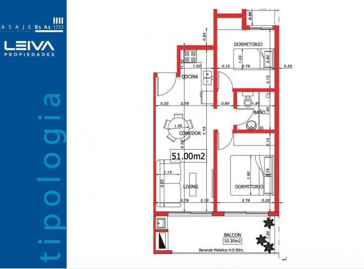 Departamento · 52m² · 3 Ambientes · 1 Cochera