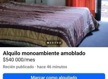 Departamento de 1 ambiente, Ciudad de Mendoza · Alquilo Monoambiente Amoblado Completo