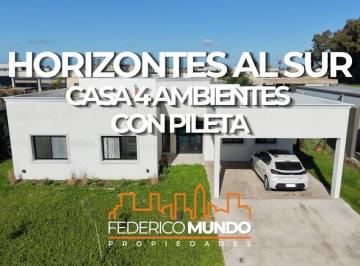 Casa · 129m² · 4 Ambientes · 2 Cocheras · Venta Casa 3 Ambientes con Pileta Horizontes Al Sur