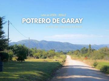 Terreno · 800m² · Lotes de 800 m² - Potrero de Garay, a m del Lago