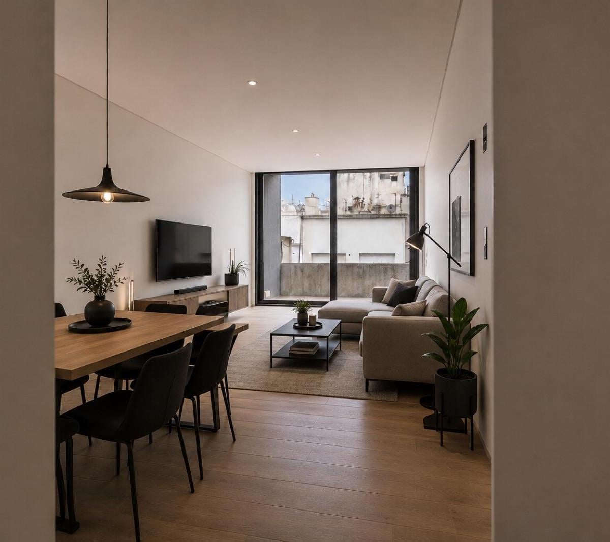 Departamento en semipiso de 3 ambientes al frente con balcón y cochera cubierta