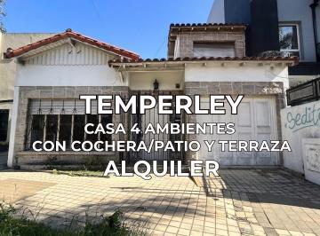 Casa de 4 ambientes, Lomas de Zamora · Alquiler Casa 4 Ambientes en Dos Plantas - Cochera Cubierta – Terraza y Patios. Temperley