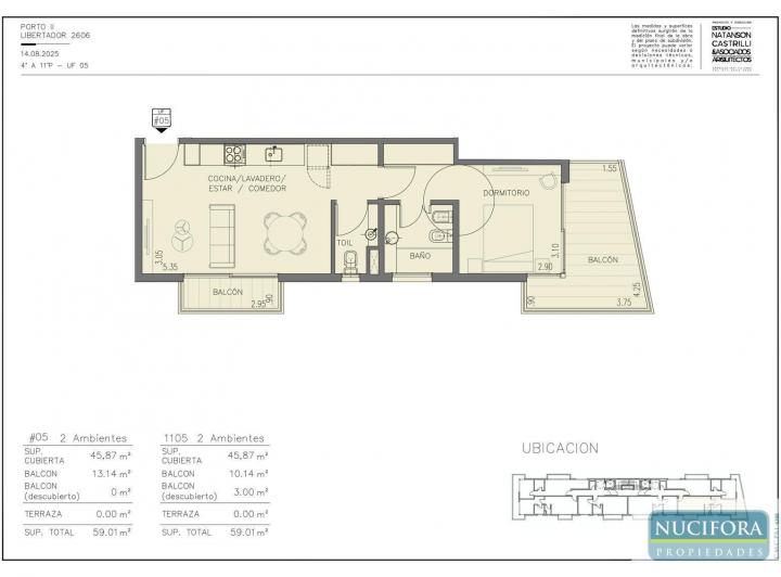 Departamento · 45m² · 2 Ambientes · 1 Cochera