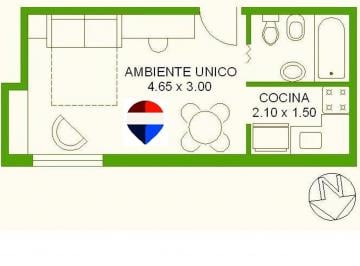 Departamento · 21m² · 1 Ambiente · Monoambiente en Alquiler Pompeya Al Frente Balcon