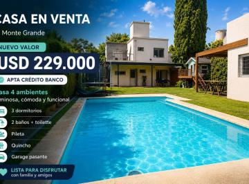 Casa · 122m² · 4 Ambientes · 2 Cocheras · Casa 4 Ambientes en Venta en Monte Grande