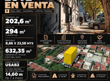 Terreno · 294m² · Venta Lote Unico a m de Parque Sarmiento - Saavedra - Usab2