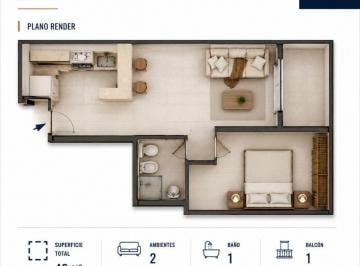 Departamento de 2 ambientes, Tres de Febrero · Departamento de 40 m² Pozo 2 Ambientes en Venta en Ciudadela Financiado