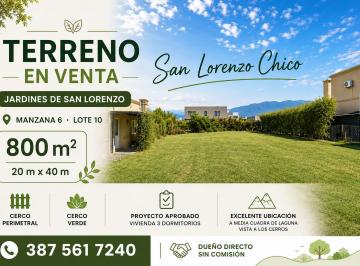 Terreno , San Lorenzo Chico · Terreno 800 m² Jardines de San Lorenzco