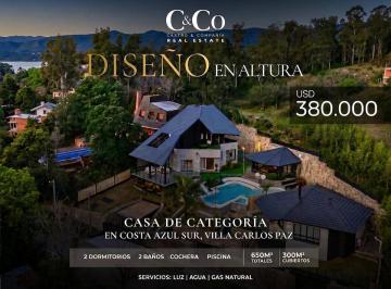 Casa · 300m² · 7 Ambientes · 1 Cochera · Venta Casa de Categoría de 2 Dorm. Piscina Playa, Jacuzzi en Costa Azul Sur - Villa Carlos Paz