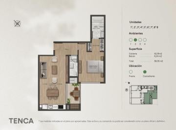 Departamento · 53m² · 2 Ambientes · 2 Ambientes en Construcción en Palermo Hollywood - Tenca