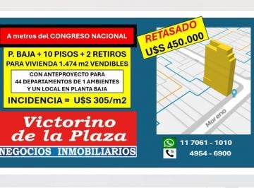 Terreno · 191m² · Terreno Venta Balvanera - Pb 10 Pisos 2 Retiros - Incidencia D305/m²