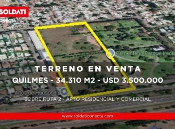 Terreno · 34410m² · Terreno Sobre Ruta 2 en Venta - Quilmes