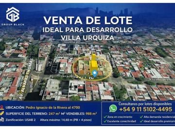 Terreno · 375m² · Venta de Lote Premium Sin Plusvalia Villa Urquiza
