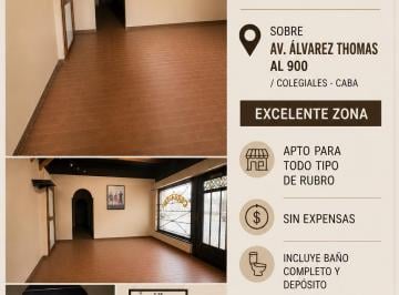 Local comercial en Alquiler de 2 ambientes · ¡Dueño Alquila! Local Comercial Sobre Av Álvarez Thomas