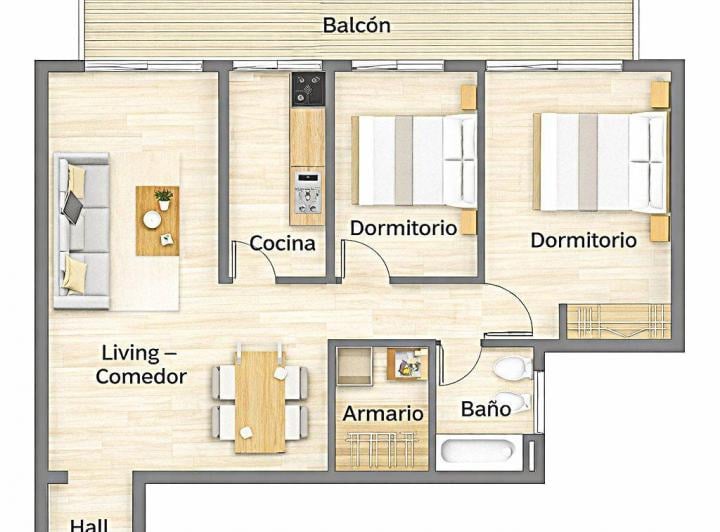 Departamento · 51m² · 3 Ambientes
