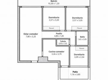 Departamento · 83m² · 4 Ambientes · Departamento 4 Ambientes con Balcon Corrido y Patio en Belgrano R