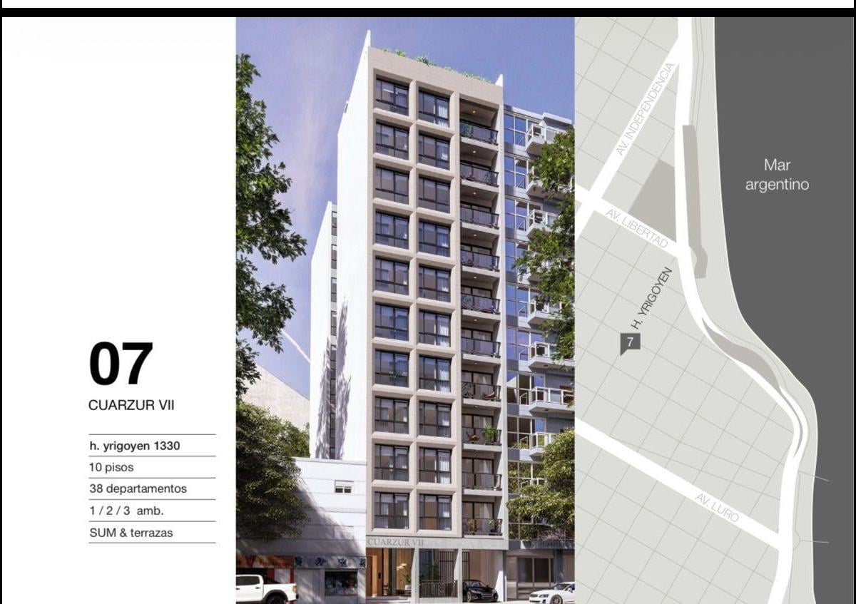 Quarsur vii. Monoambiente a estrenar piso 8 Vereda de sol 36m2